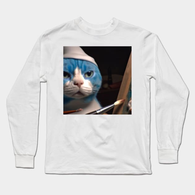 Meowgical Smurf Cat of Wonder Long Sleeve T-Shirt by tearbytea